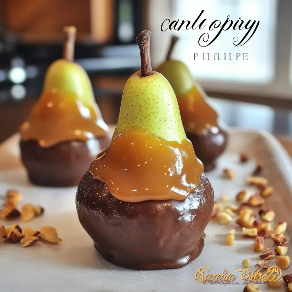 Caramel Chocolate Dipped Pears