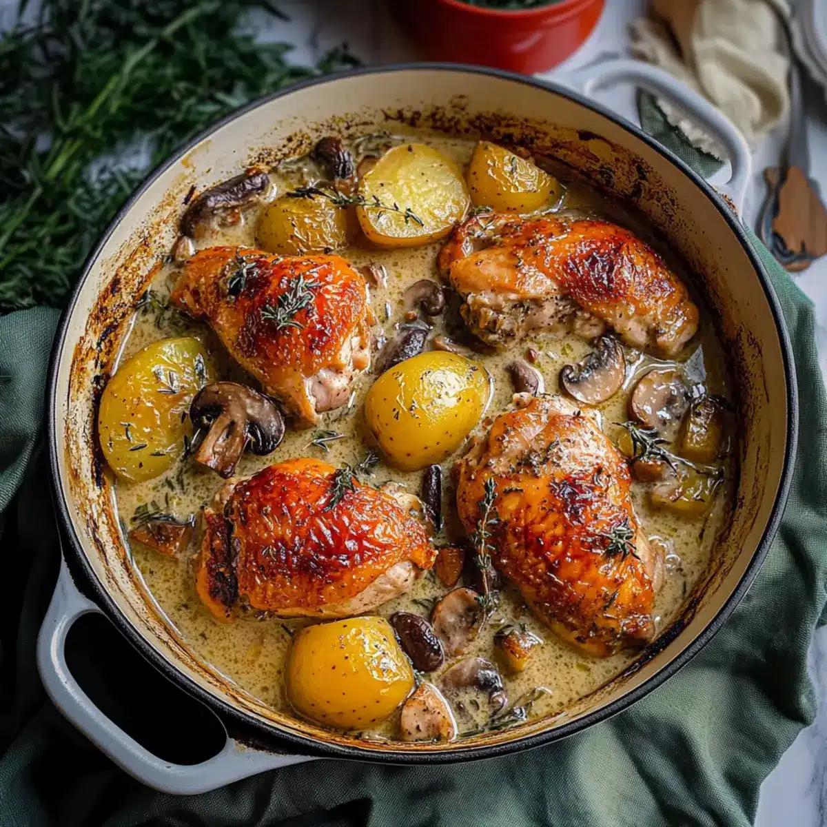 Roasted Chicken in Creamy White Wine Sauce