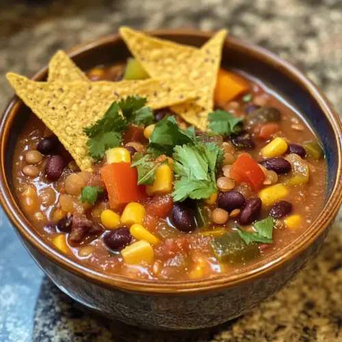 Crockpot Vegetarian Tortilla Soup